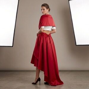Vintage Lillie Rubin 2-Piece, Red Formal Skirt & Shawl Set